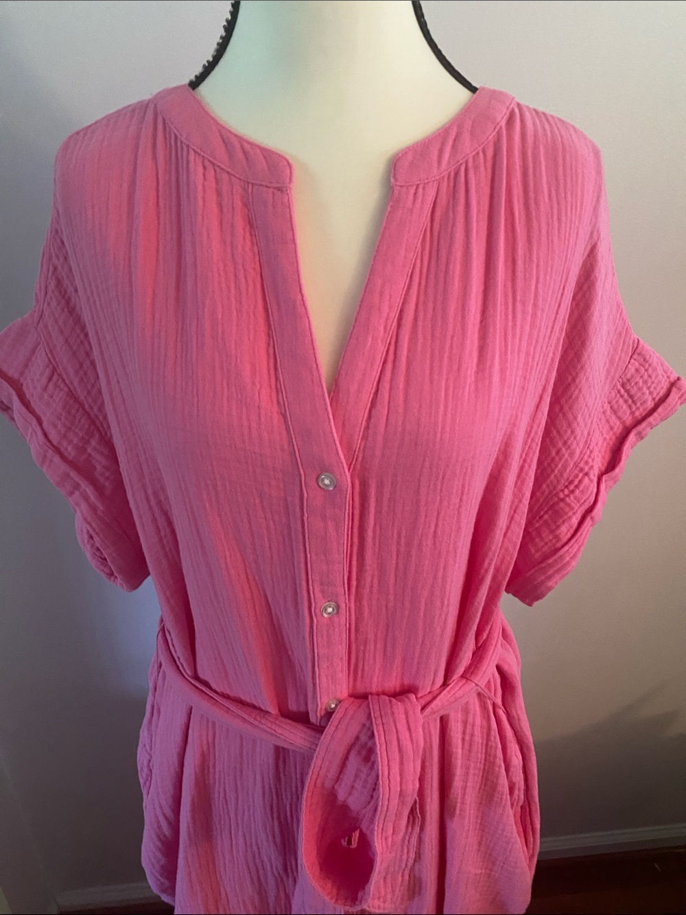 Loft Beach NWT size large pink button front dress - Picture 2 of 8